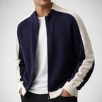 Men's Color Block Zip-Up Cardigan
