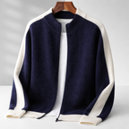 Men's Color Block Zip-Up Cardigan