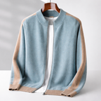 Men's Color Block Zip-Up Cardigan