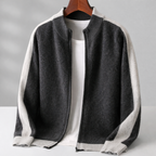 Men's Color Block Zip-Up Cardigan