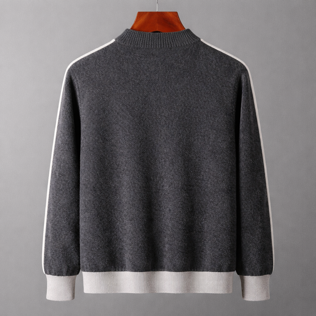Men's Color Block Zip-Up Cardigan