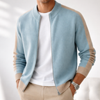Men's Color Block Zip-Up Cardigan
