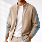 Men's Color Block Zip-Up Cardigan