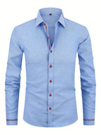 Men's Contrast Button Dress Shirt