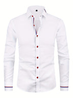Men's Contrast Button Dress Shirt