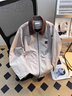 Men's Contrast Collar Zip-Up Jacket
