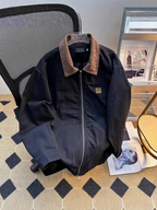 Men's Contrast Collar Zip-Up Jacket