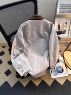 Men's Contrast Collar Zip-Up Jacket