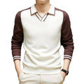 Men's Contrast Polo Collar Knit Sweater