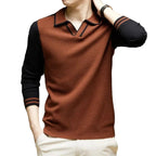 Men's Contrast Polo Collar Knit Sweater