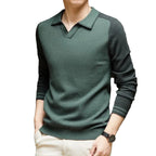Men's Contrast Polo Collar Knit Sweater