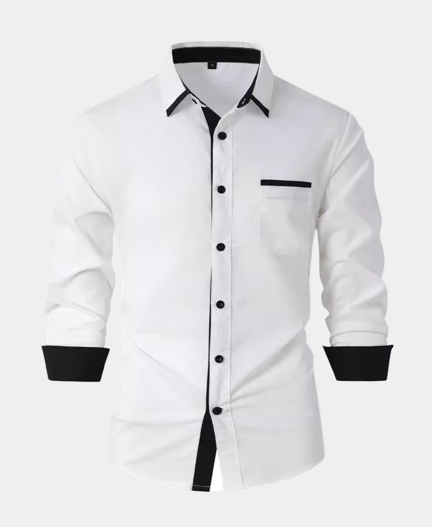 Men's Contrast Trim Button-Up Shirt