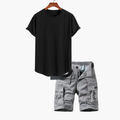 Men's Crew Neck T-Shirt and Cargo Shorts Set