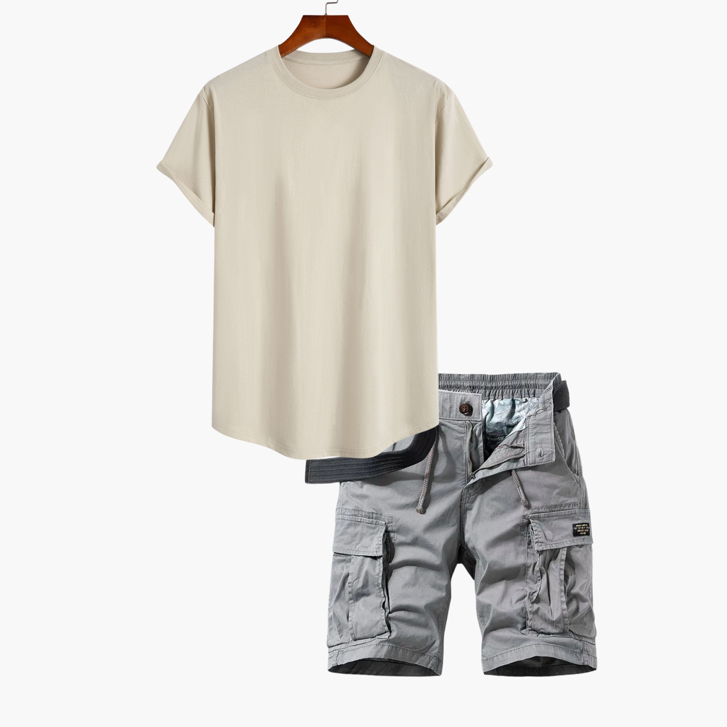Men's Crew Neck T-Shirt and Cargo Shorts Set