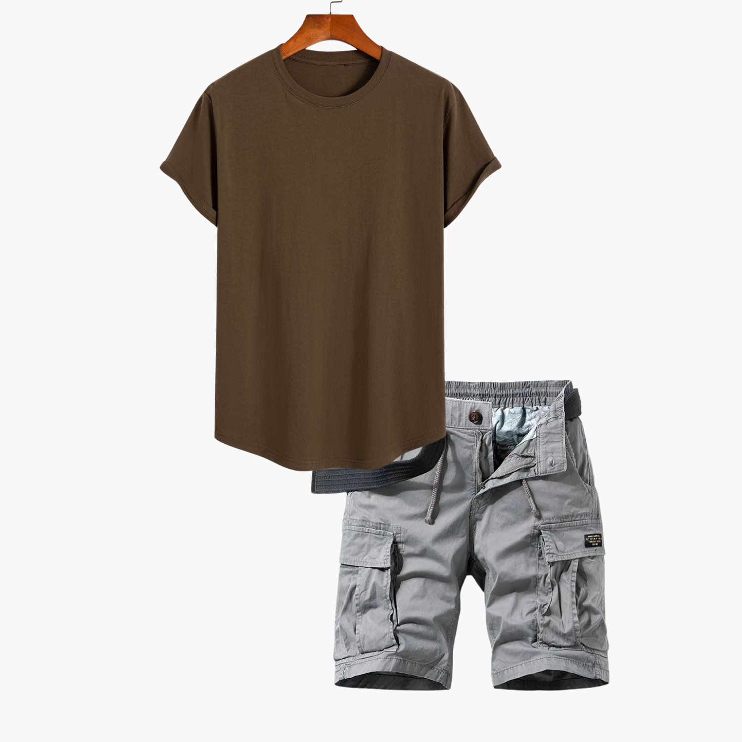 Men's Crew Neck T-Shirt and Cargo Shorts Set