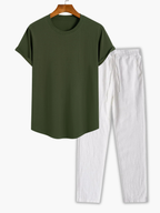 Men's Crew Neck T-Shirt and Drawstring Pants Set