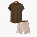 Men's Crew Neck T-Shirt and Pleated Shorts Set