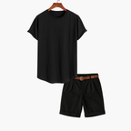 Men's Crew Neck Tee and Pleated Shorts Set