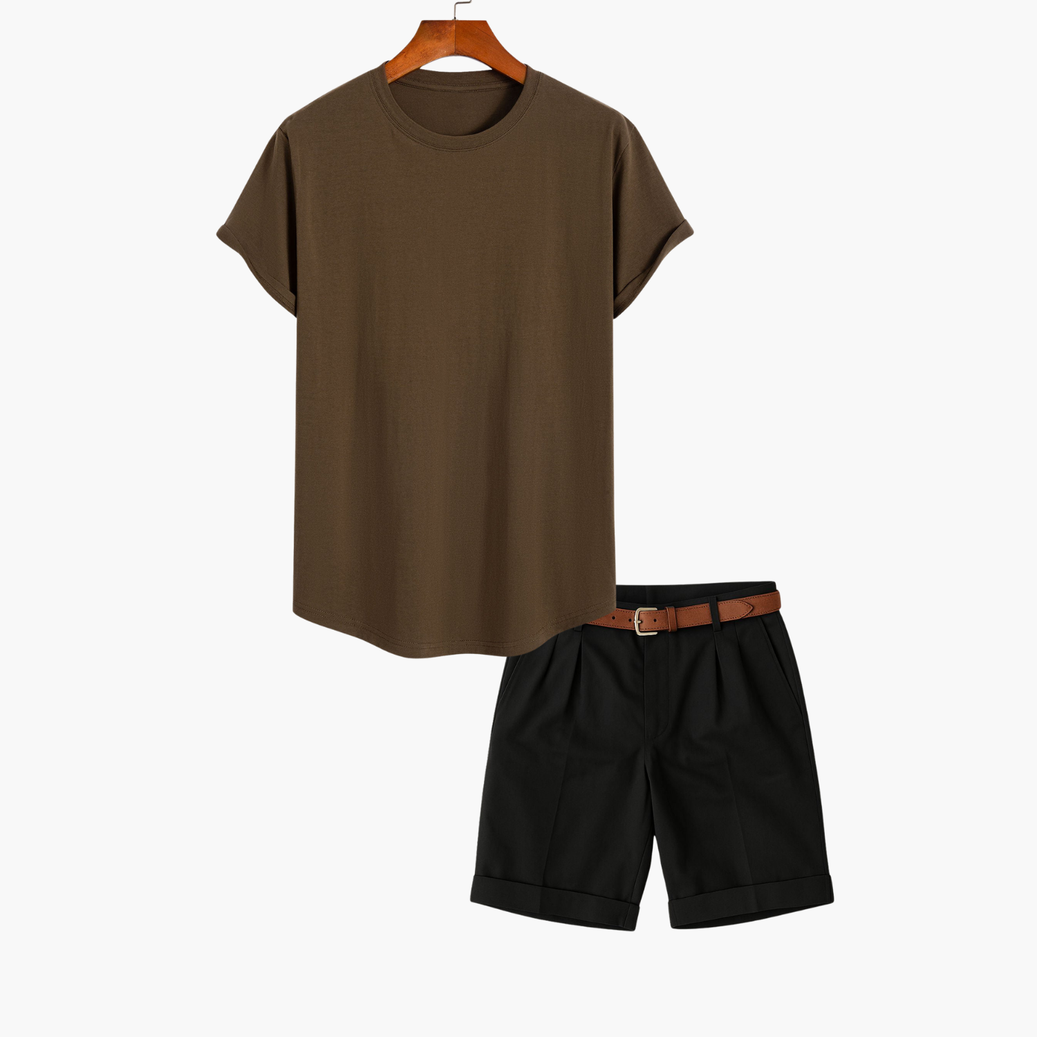 Men's Crew Neck Tee and Pleated Shorts Set