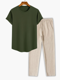 Men's Crewneck T-Shirt and Drawstring Pants Set