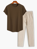 Men's Crewneck T-Shirt and Drawstring Pants Set