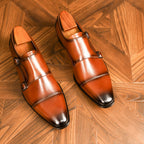 Men's Crossed Straps Loafers with Buckles