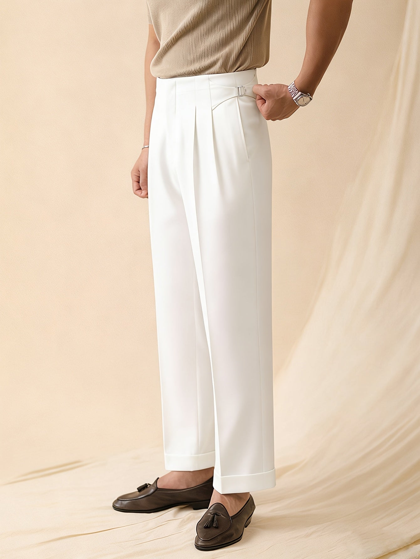 Men's Cuffed Pants with Side Pockets
