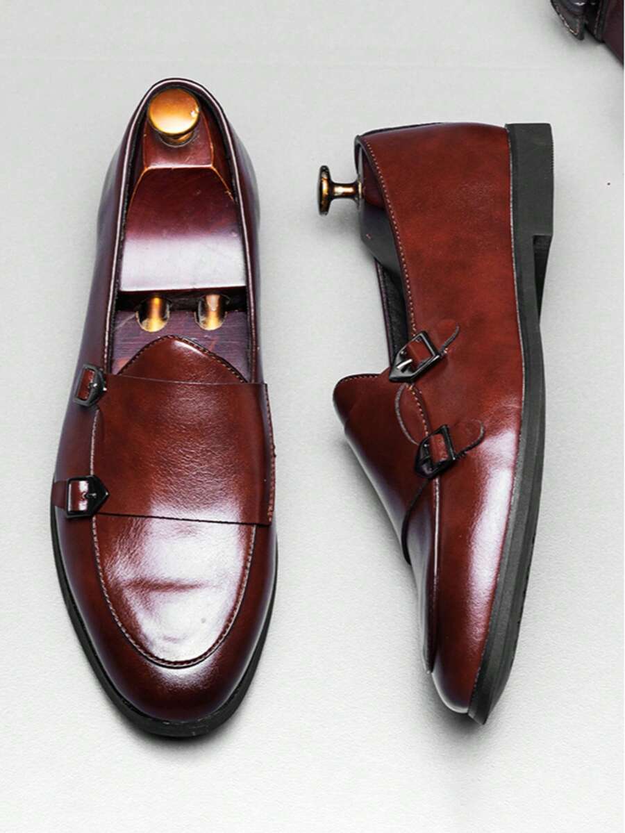 Men's Double Buckle Straps Loafers