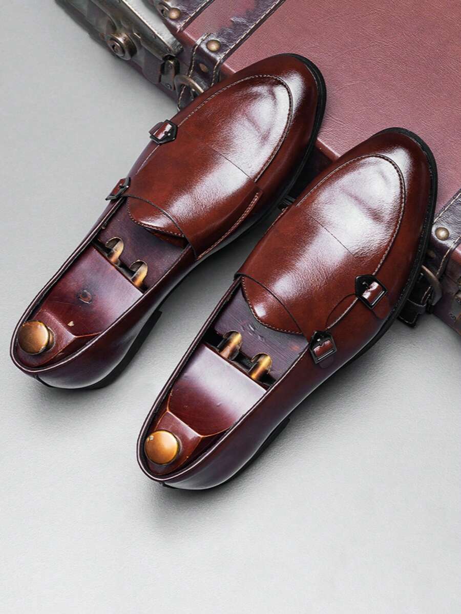 Men's Double Buckle Straps Loafers