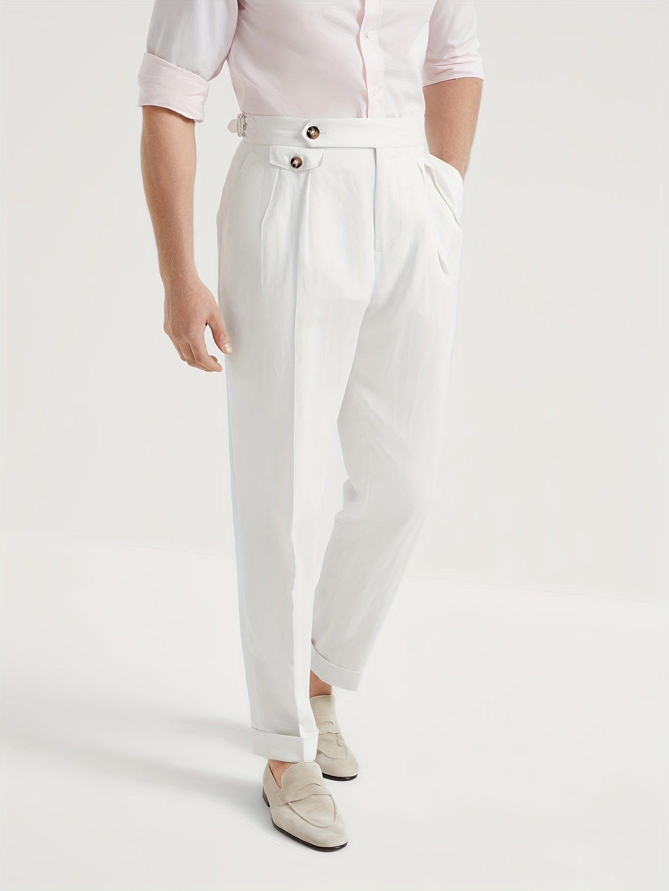 Men's Double-Button Pleated Pants