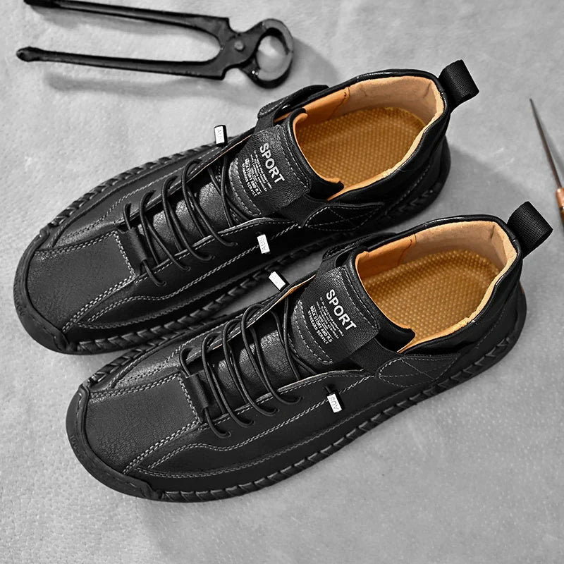 Men's Elastic Strap Lace-Up Shoes