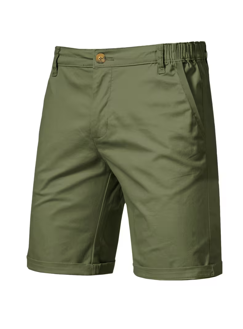 Men's Elastic Waist Button Shorts