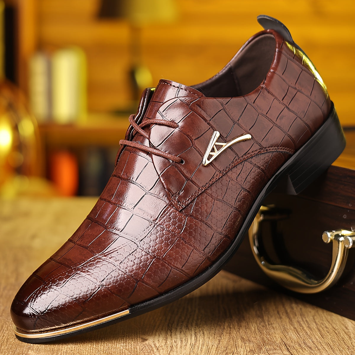 Men's Embossed Lace-Up Dress Shoes