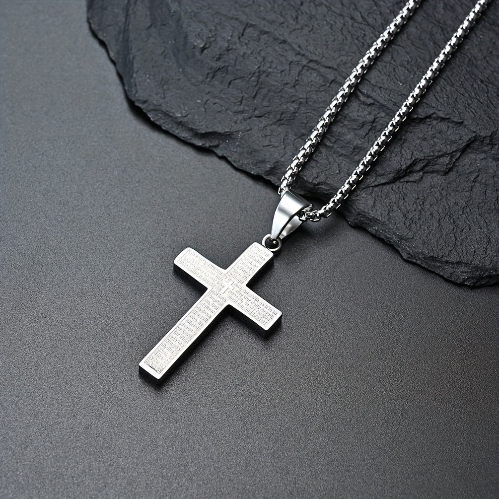 Men's Engraved Cross Necklace