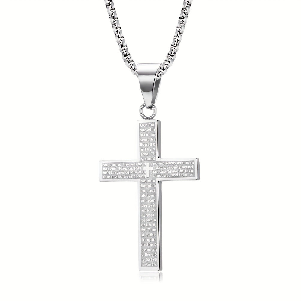 Men's Engraved Cross Necklace