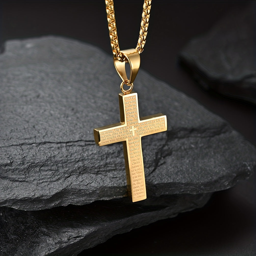 Men's Engraved Cross Necklace