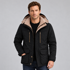 Men’s Faux Fur-Lined Full-Zip Hooded Jacket