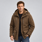 Men’s Faux Fur-Lined Full-Zip Hooded Jacket