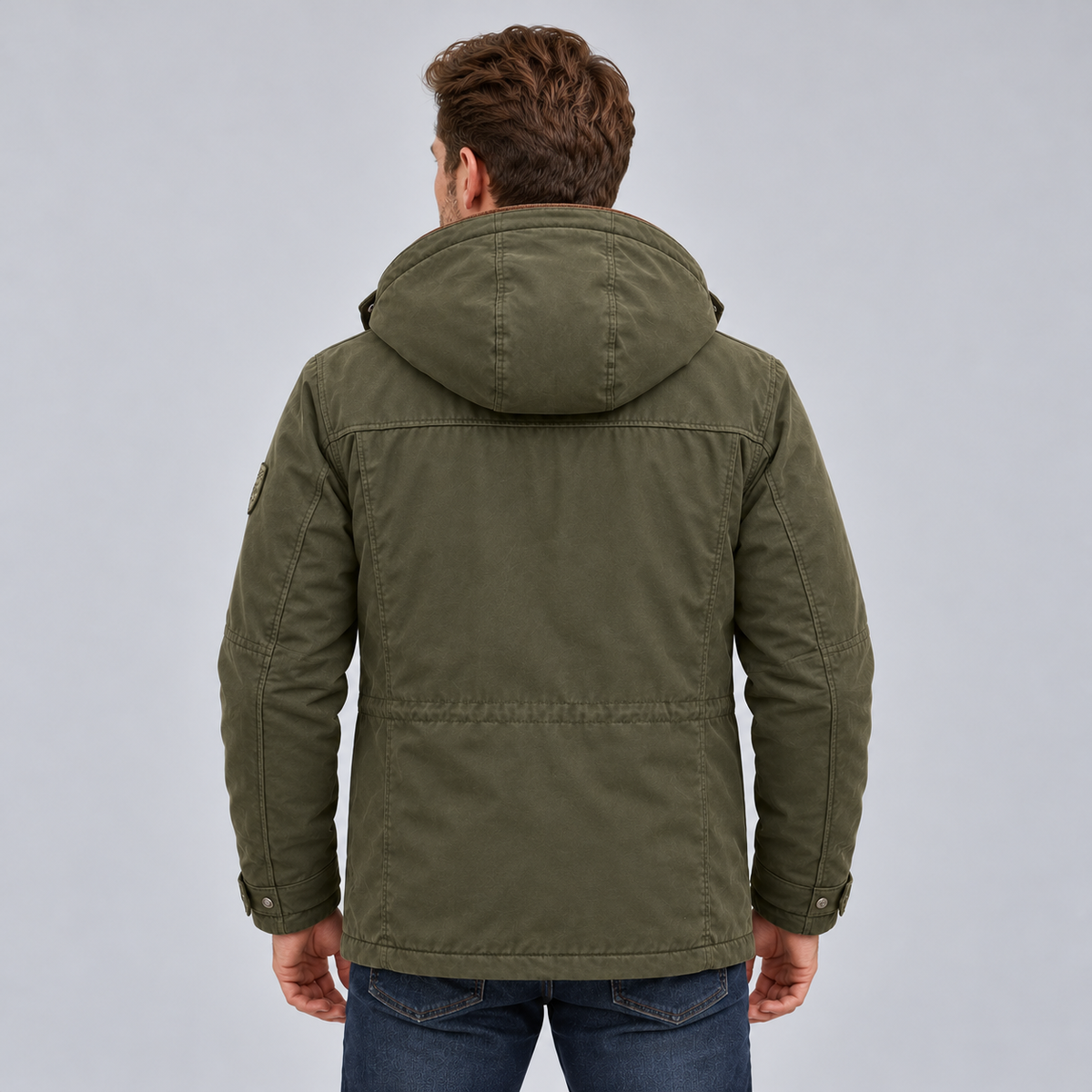 Men’s Faux Fur-Lined Full-Zip Hooded Jacket