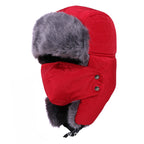 Men's Faux Fur Winter Trapper Hat with Face Cover