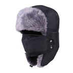 Men's Faux Fur Winter Trapper Hat with Face Cover