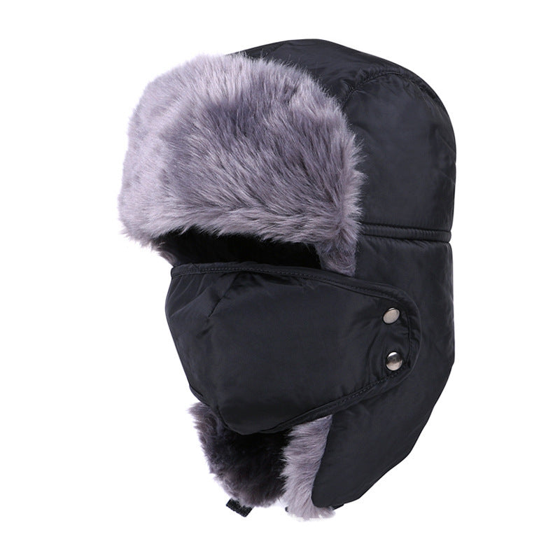 Men's Faux Fur Winter Trapper Hat with Face Cover