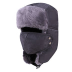 Men's Faux Fur Winter Trapper Hat with Face Cover