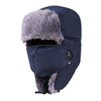 Men's Faux Fur Winter Trapper Hat with Face Cover