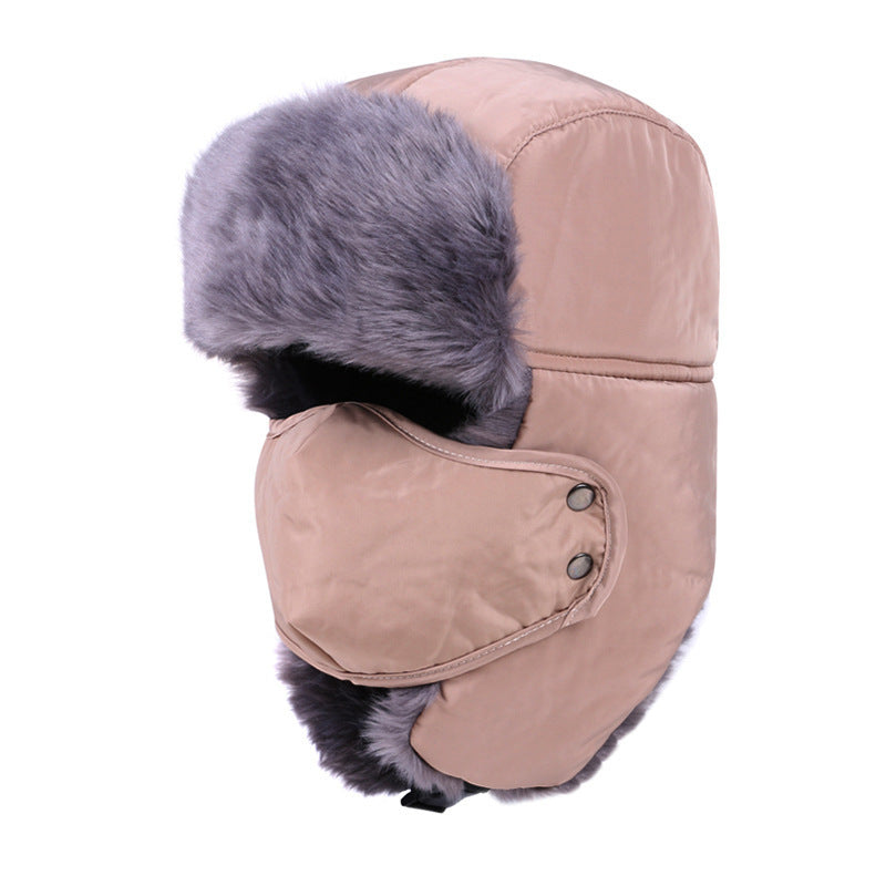 Men's Faux Fur Winter Trapper Hat with Face Cover