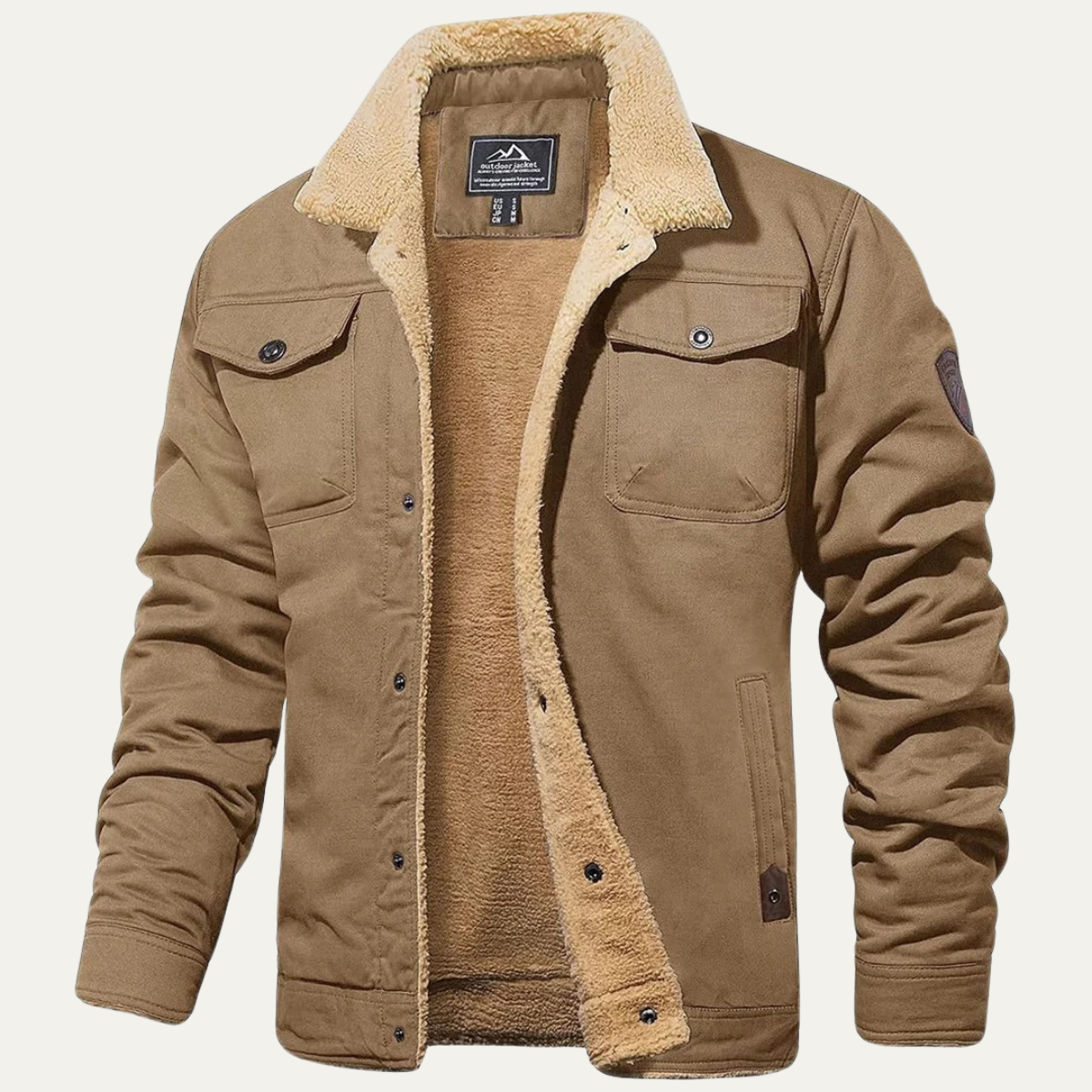 Men's Faux Shearling Snap-Button Jacket