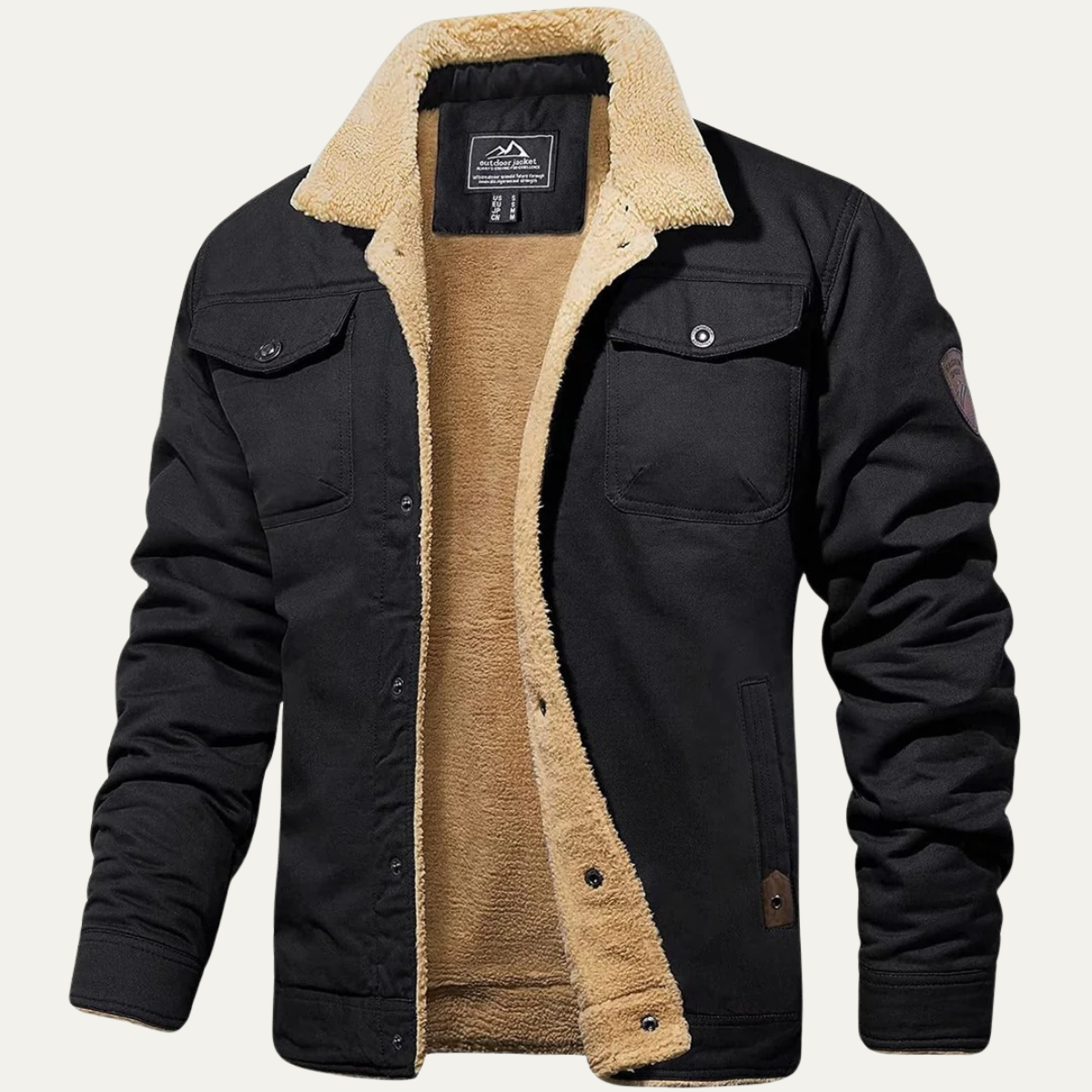 Men's Faux Shearling Snap-Button Jacket