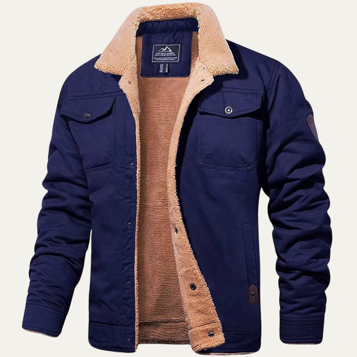 Men's Faux Shearling Snap-Button Jacket