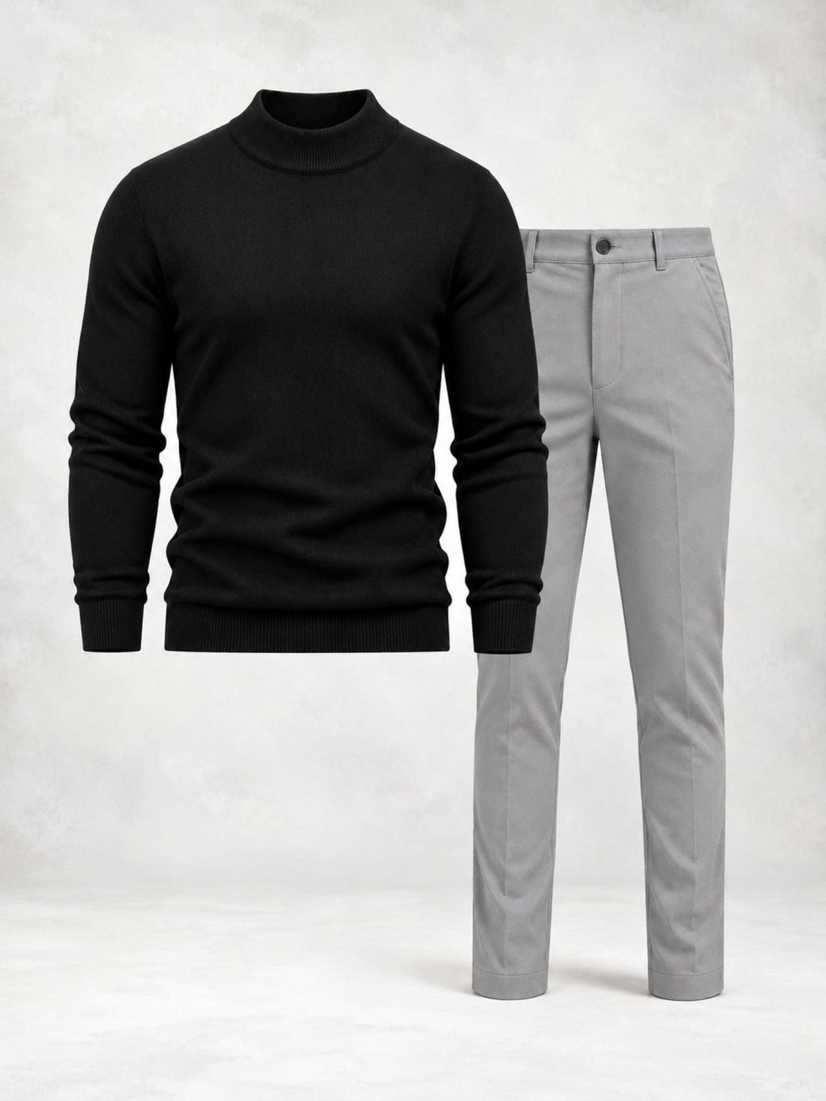 Men's Fine Knit Mock Neck Sweater & Pants Set