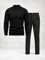 Men's Fine Knit Mock Neck Sweater & Pants Set